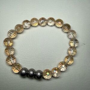 Mystic Citrine Faceted Stretch Bracelet with Stainless Steel Accents